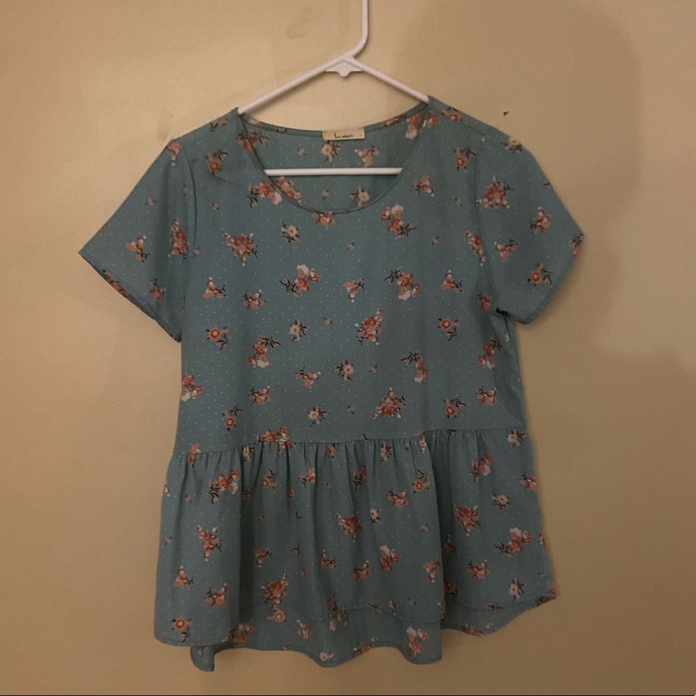 Blue Floral Blouse